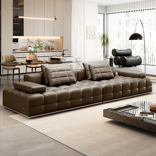 艺潮匠 劳伦斯沙发意式极简真皮沙发客厅2024新款横厅大平层沙发