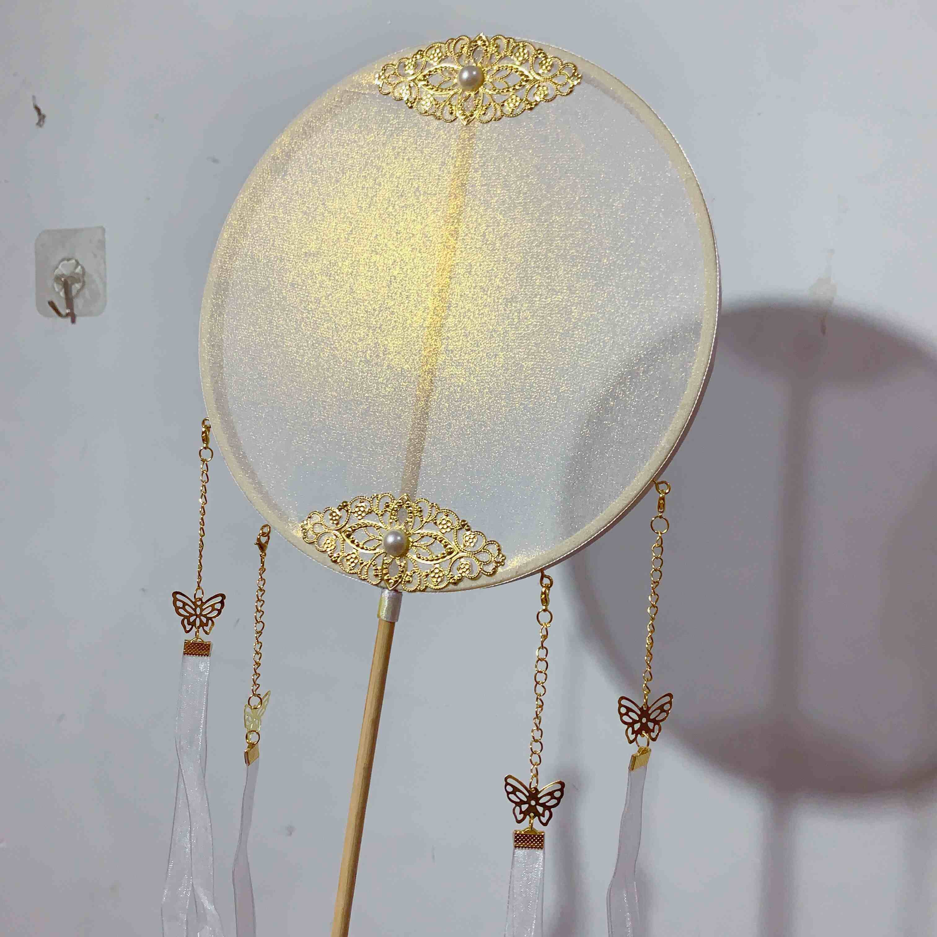 汉服配饰手持汉服扇子古风超仙吊坠流苏仙气中国风红色团扇装饰