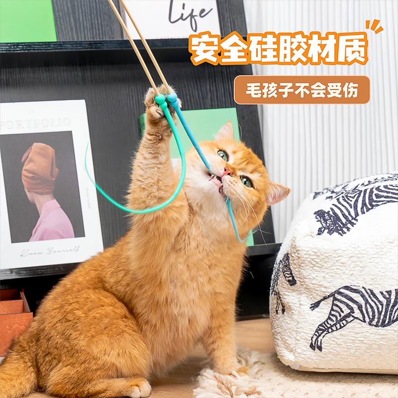 老鼠尾巴长杆逗猫棒猫咪自嗨解闷玩具小老鼠幼猫小猫消耗体力用品