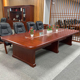 大型油漆实木会议桌长桌洽谈桌条形办公桌传统新中式开会桌椅组合