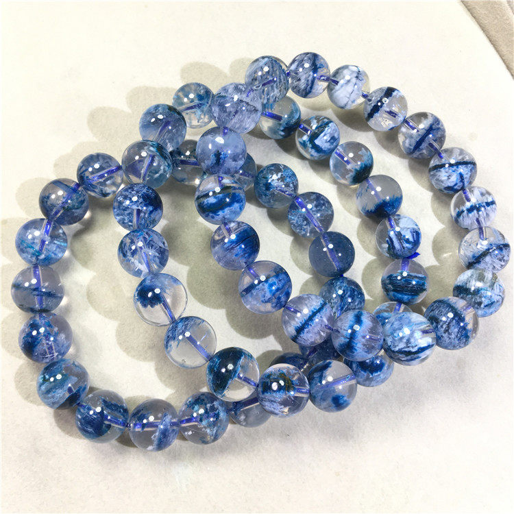 天然幽灵招财男女女款水晶手链蓝色比较少见喜欢手链