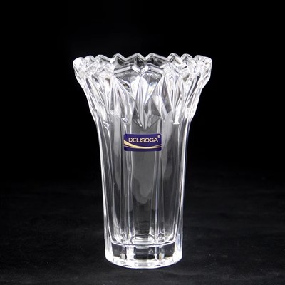 德力欧式大口径透明玻璃花瓶插花摆件客厅酒店餐桌厅家居饰品水晶