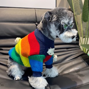 雪纳瑞狗狗衣服冬天穿的潮牌套头针织衫小型犬秋冬季帅气加绒毛衣