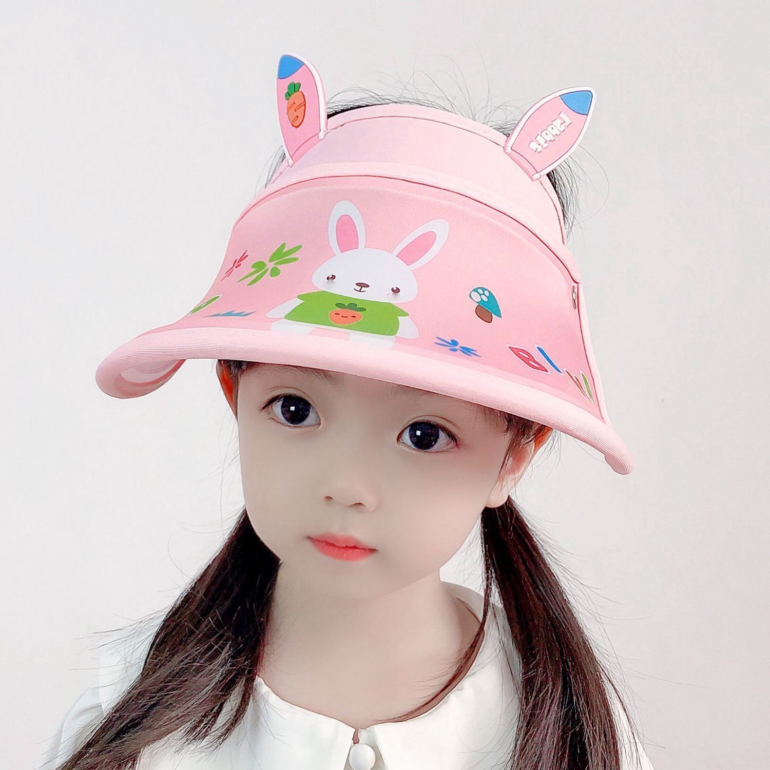 宝宝帽子夏季遮阳帽男女童防晒太阳帽儿童凉帽防紫外线大檐空顶帽
