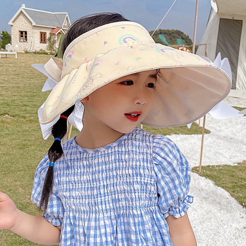 儿童防晒帽子夏季女童空顶遮阳帽时尚洋气女孩宝宝防紫外线太阳帽