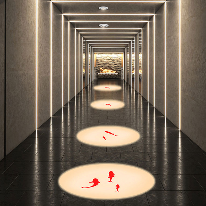 投影鱼射灯 嵌入式玄关创意背景墙logo图案家用走廊过道ledl筒灯