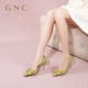 GNC法式高跟鞋女2024春季新款真皮蝴蝶结尖头气质细跟单鞋宴会鞋