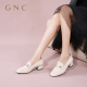 GNC通勤乐福鞋女2024春新款龙年舒适上班鞋粗跟真皮百搭高跟单鞋