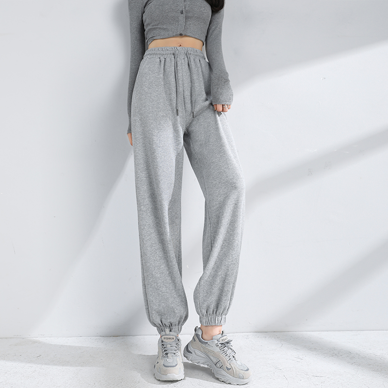 春秋运动裤女2022新款灰色卫裤薄款宽松束脚灯笼裤休闲裤子ins潮