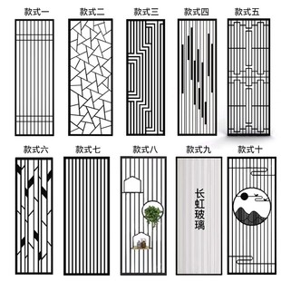 铁艺屏风隔断墙轻奢现代简约不锈钢镂空客厅玄关装饰中式金属花格