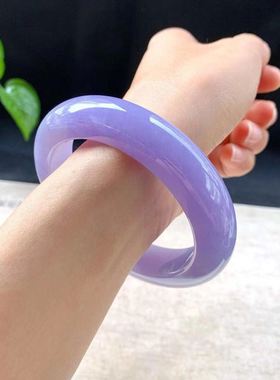 天然a货翡翠 女款玉手镯冰紫玉石链接私拍无效