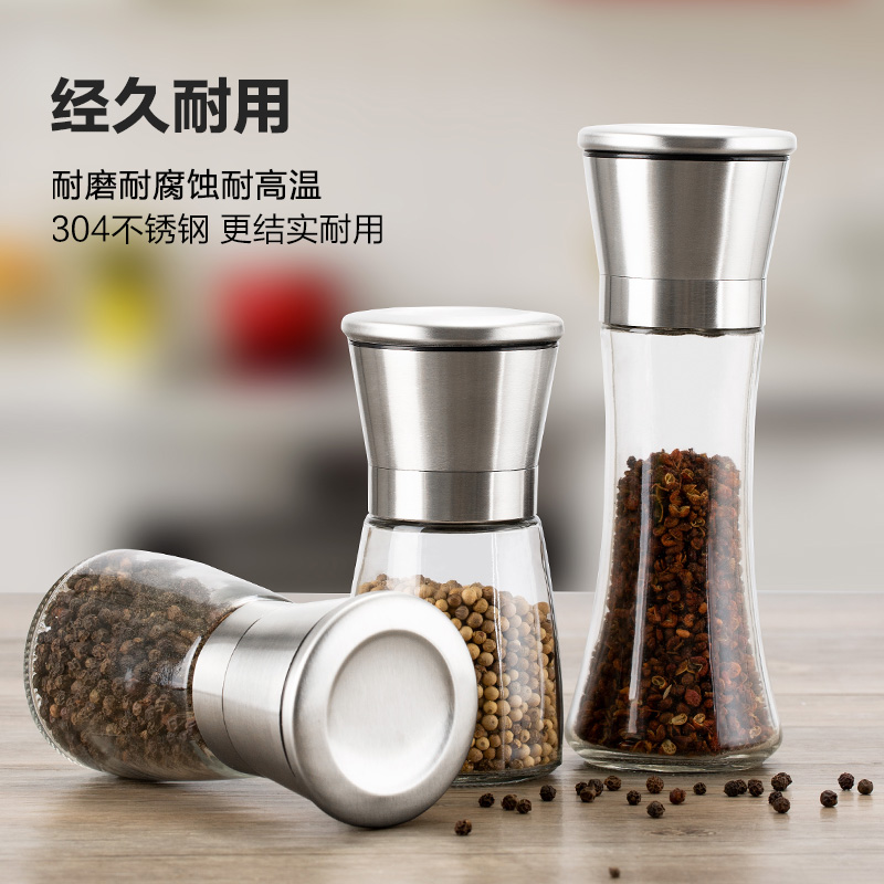 不锈钢黑胡椒粒研磨器粉神器家用白手动撒料瓶花椒磨粉海盐调料盒在类目 厨房/烹饪用具, 厨用小工具/厨房储物, 储物瓶罐/厨房储物器皿, 调味瓶罐中 - 来自Buy2taobao.com提供专业的淘宝代购服务
