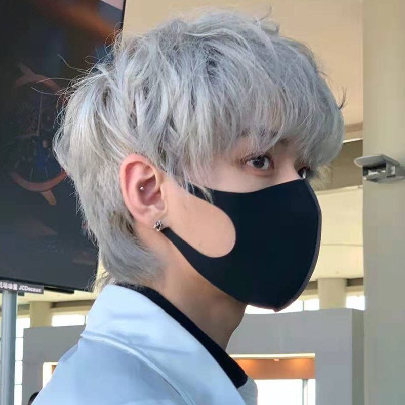 奶奶灰假发男韩版帅气短直发自然日常可斜可齐刘海短发男生全头套