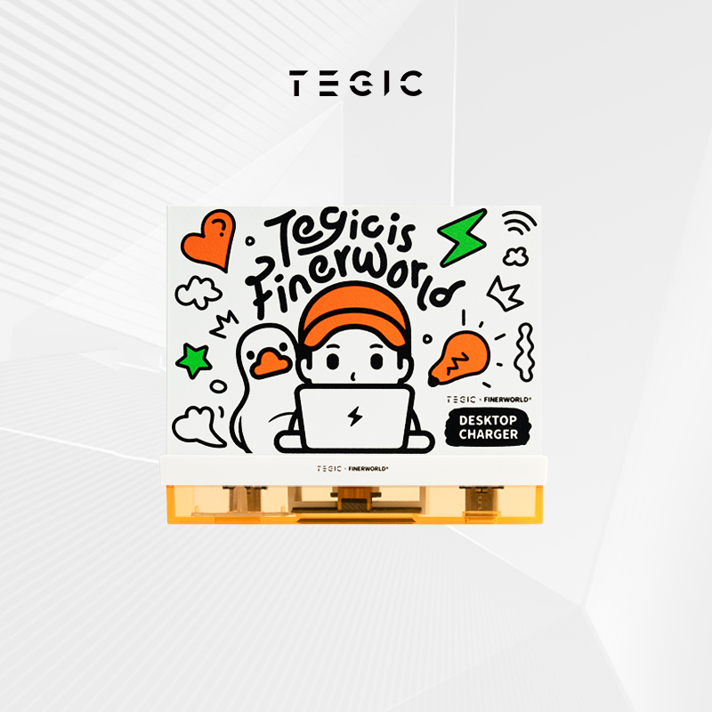 TEGIC is a FINERWORLD 联名桌面多口不断冲充电站 总功率130W功率显示 快哔 QUICKBEE 特极客