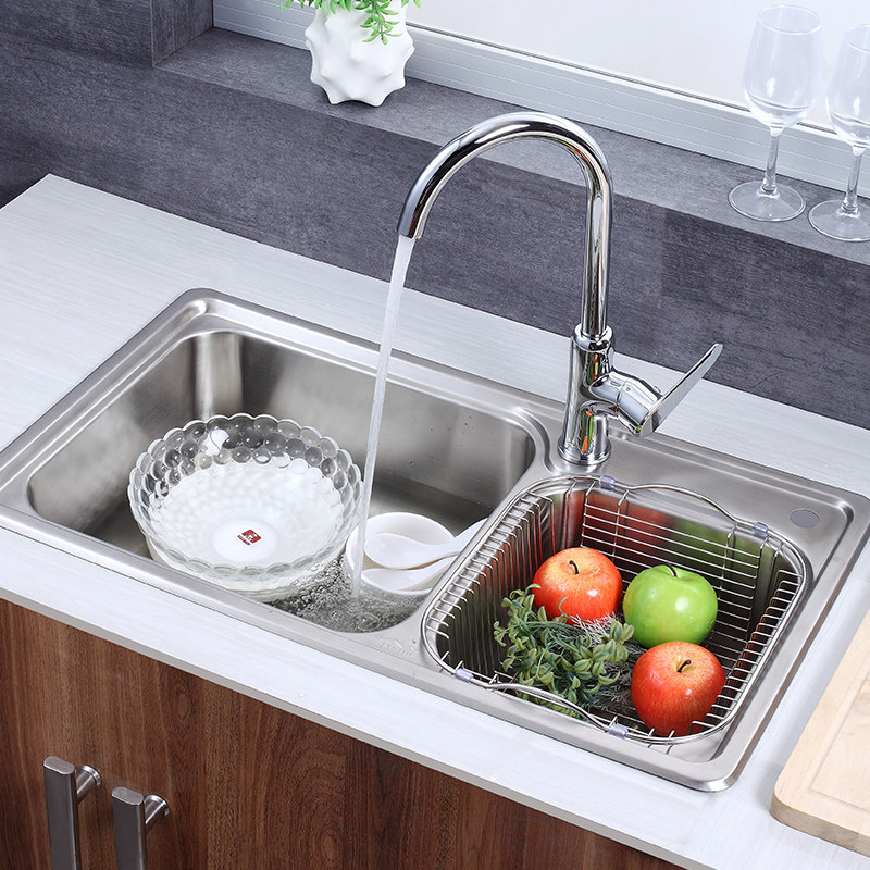 好家居厨房水槽洗菜盆双槽手工家用纳米加厚不锈钢台上洗碗池水池