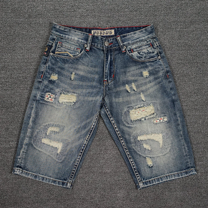 破洞牛仔短裤男潮破优惠券爱比价妈妈