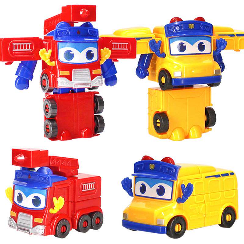百变校巴歌德儿童玩具合体变形机器人男孩六合一套装哥德校巴警