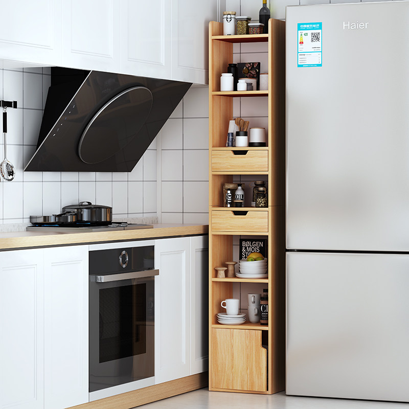 超窄30cm简约厨房小型置物架客厅墙角夹缝收纳柜床边带门储物柜子