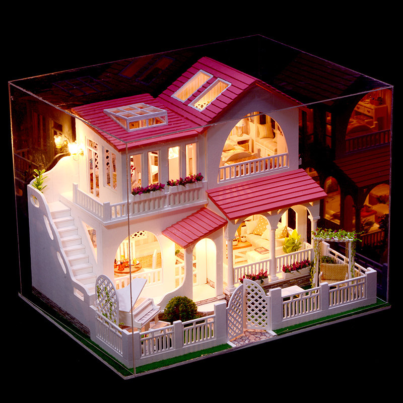 diy手工创意小屋超大_正品diy小屋手工制作创意房子模型超大别墅木质