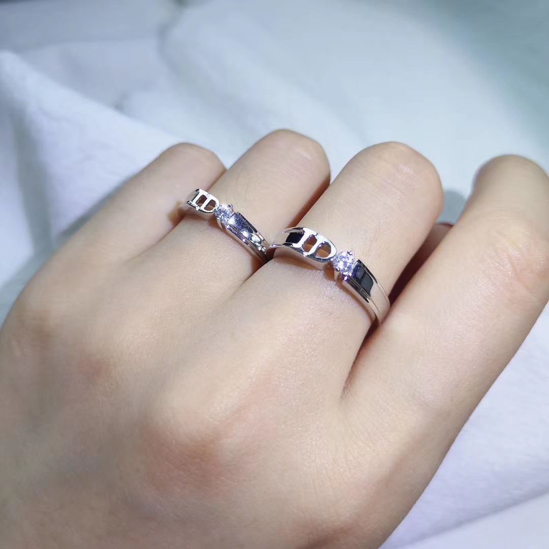 新款可刻字字母情侣戒指ido对戒一对结婚婚戒简约纯银男女原创