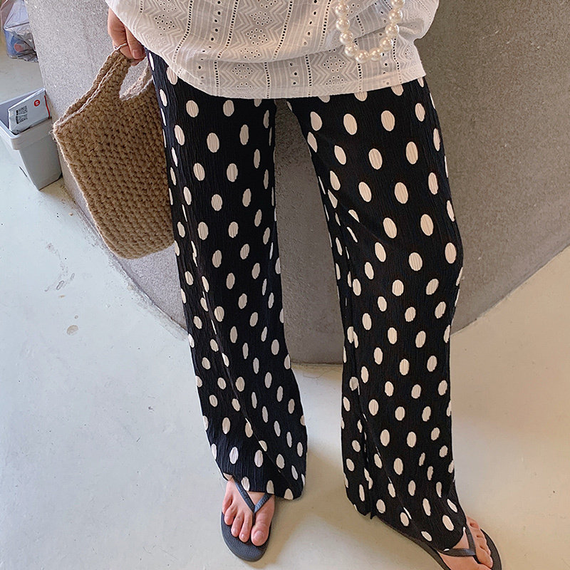 波点裤子女高腰