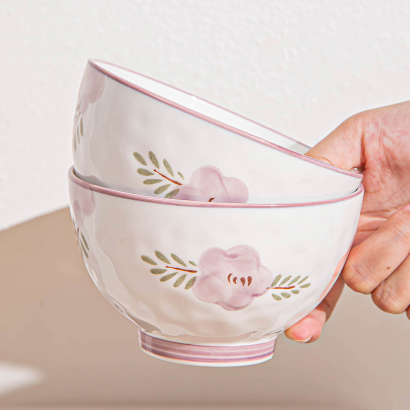 紫萱花陶瓷米饭碗小碗家用2024新款高颜值餐具汤碗面碗好看的碗盘