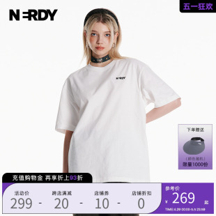 NERDY2024夏装新款经典小LOGO基础短袖t恤女宽松休闲情侣装上衣潮