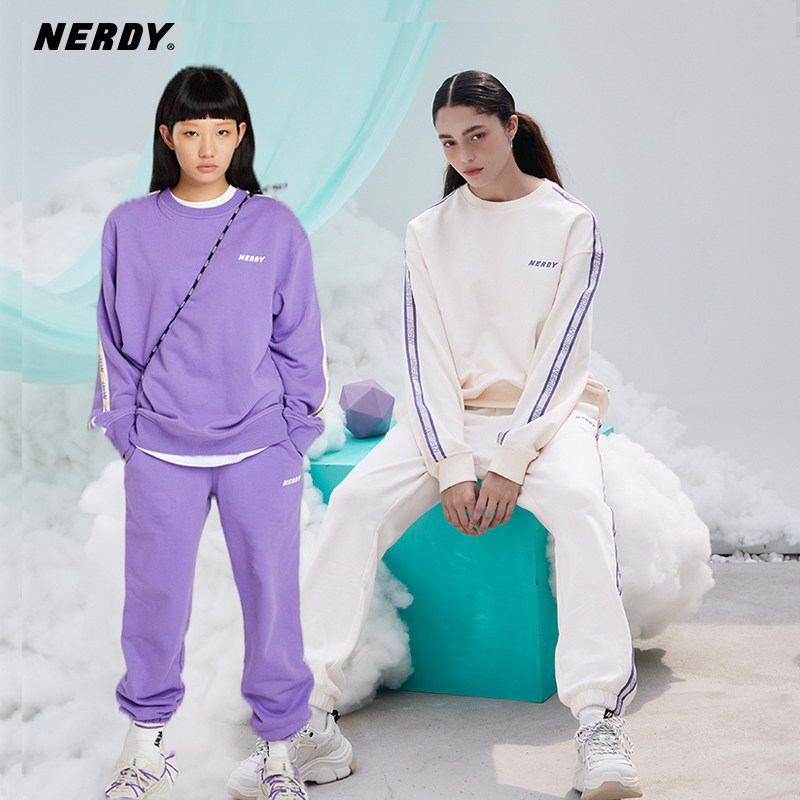 nerdy卫衣套装春季新品串标男友风运动卫衣休闲裤情侣同款套装女