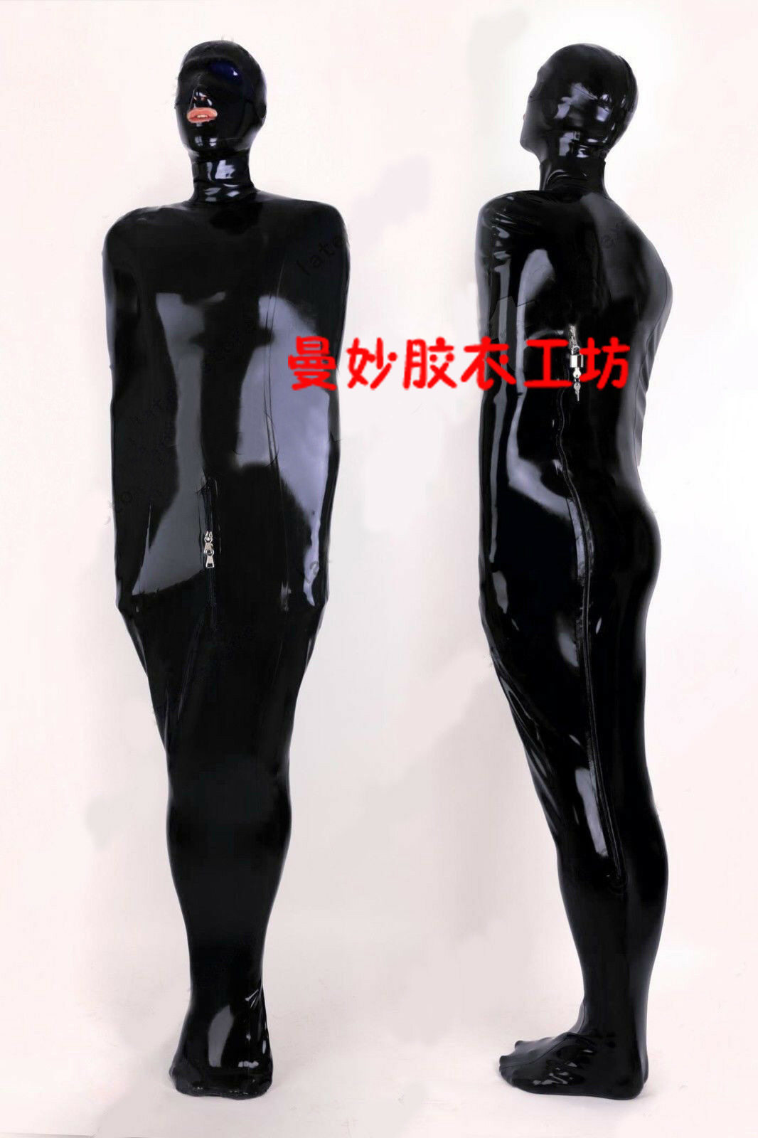 乳胶紧身身高弹力睡袋包裹胶衣头套分离款式睡袋