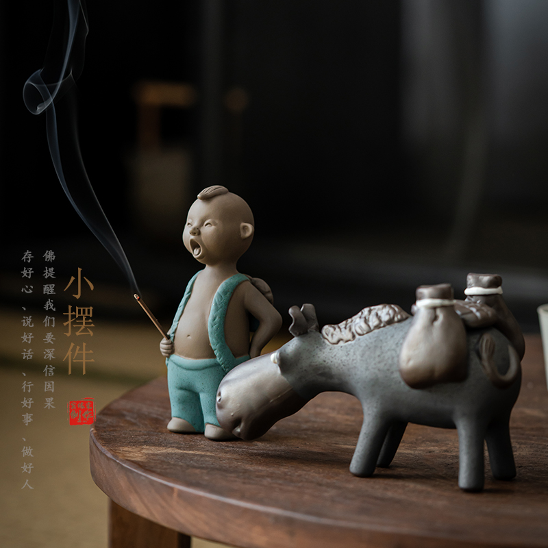 新中式摆件家居小毛驴陶瓷摆设复古办