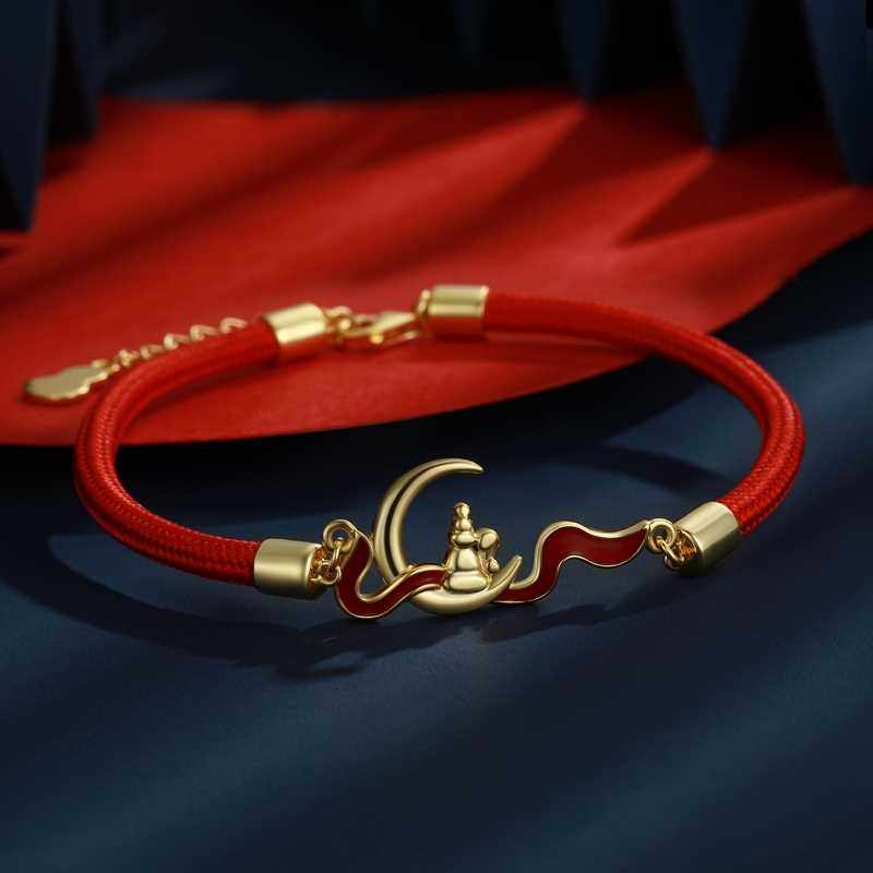 月老迎禄牵红线红绳手链月亮手绳表白爱情姻缘祈福礼物男女