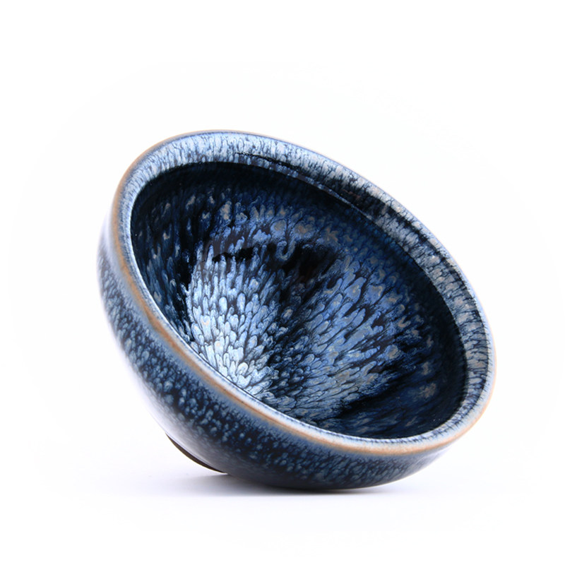 12.5公分 【蓝油滴大盏】 圆艺建盏 罗丁
