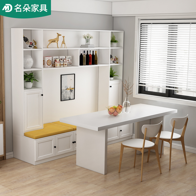 卡座餐边柜一体组合家用小户型loft餐桌多功能柜子靠墙定做置物架