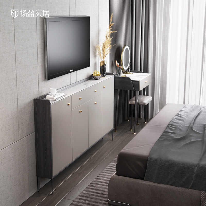 扬盈 轻奢卧室电视柜超薄高款主卧超窄房间现代简约梳妆台组合