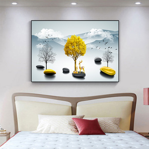 酒店客房壁画床头挂画图片