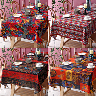 民族风棉麻桌布布艺东南亚酒吧咖啡餐厅台布长方形茶几餐桌垫盖布