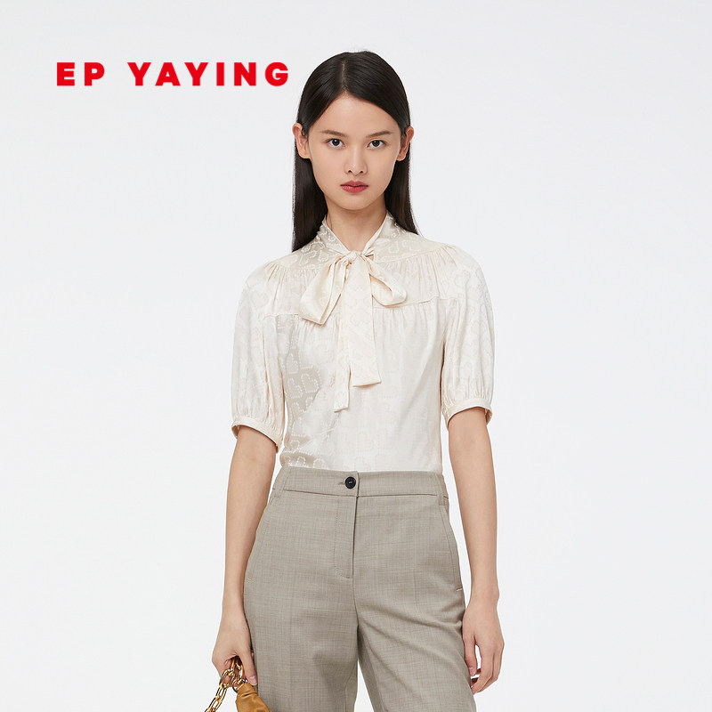 epyaying雅莹女装桑波爱心提花立领衬衫早春新款衬衫