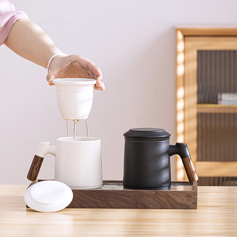 茶艺陶瓷过滤泡茶杯茶水分离杯办公室马克杯陶瓷杯带盖杯子伴手礼