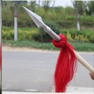 杨家枪不锈钢六合枪头武术表演白蜡杆杨家枪红缨枪太极大枪未开刃