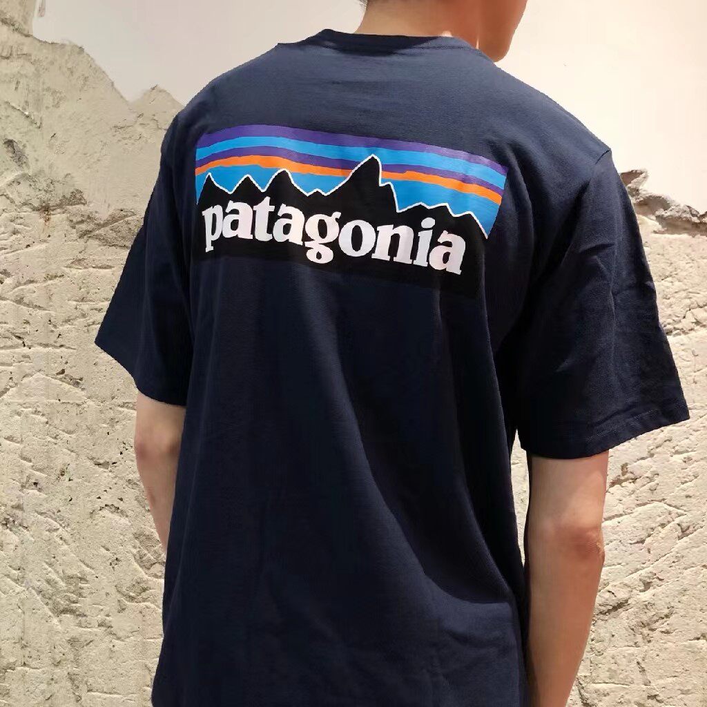 美式patagonia巴塔哥尼亚户外logo山峰系列男女同款流行夏短袖t恤