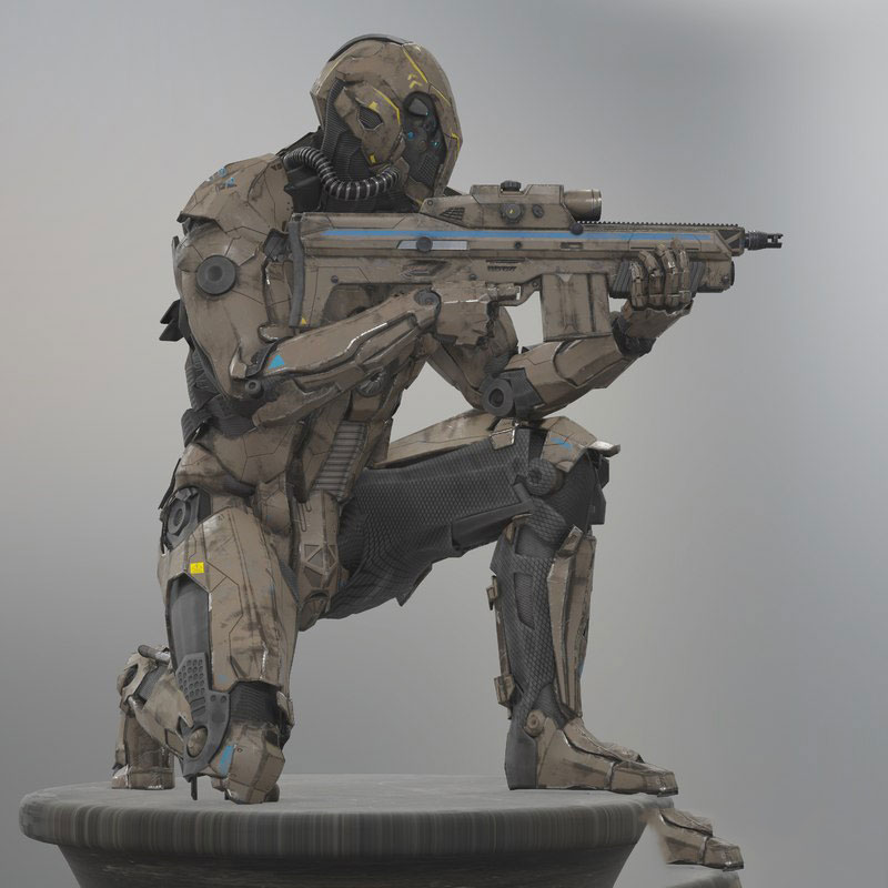 c4d vray3d科幻机械机器人战甲战士士兵武器动画绑定