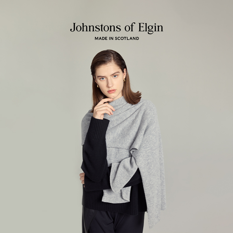 【会员9折】Johnstons of Elgin轻盈羊绒披肩女纯色秋百搭休闲