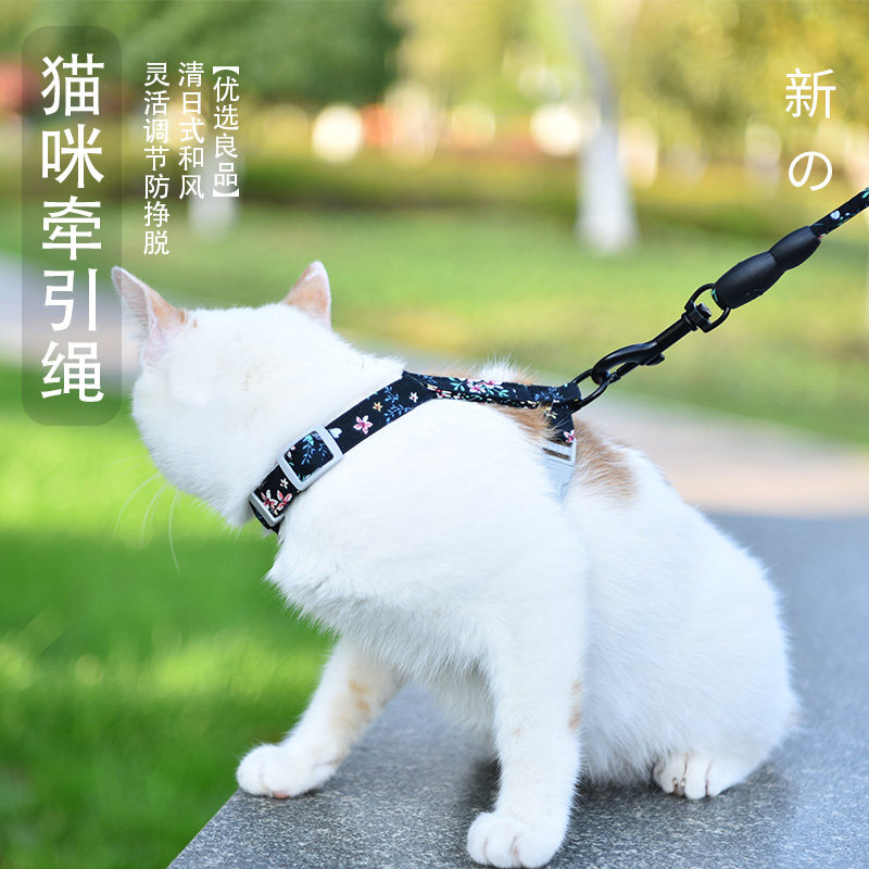 猫咪牵引绳防挣脱工字背心式可调节溜猫神器拴猫绳小猫幼猫链子