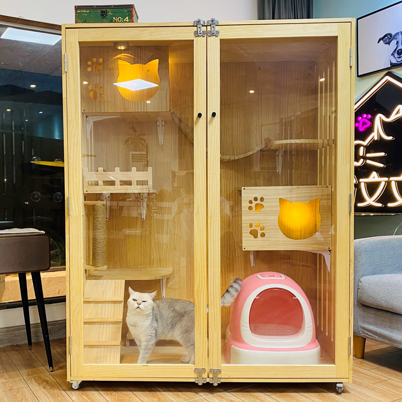 猫别墅实木豪华猫舍猫笼具猫繁育笼宠物笼猫床猫展示