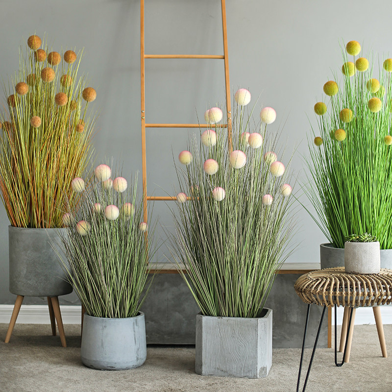 仿真绿植室内客厅落地盆栽摆件装饰品 北欧ins风仿生雪球草假植物
