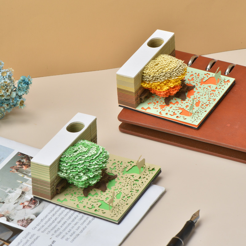 丛林密境 3D创意立体树木手撕渐变便签礼品文创纸雕美观实用礼物