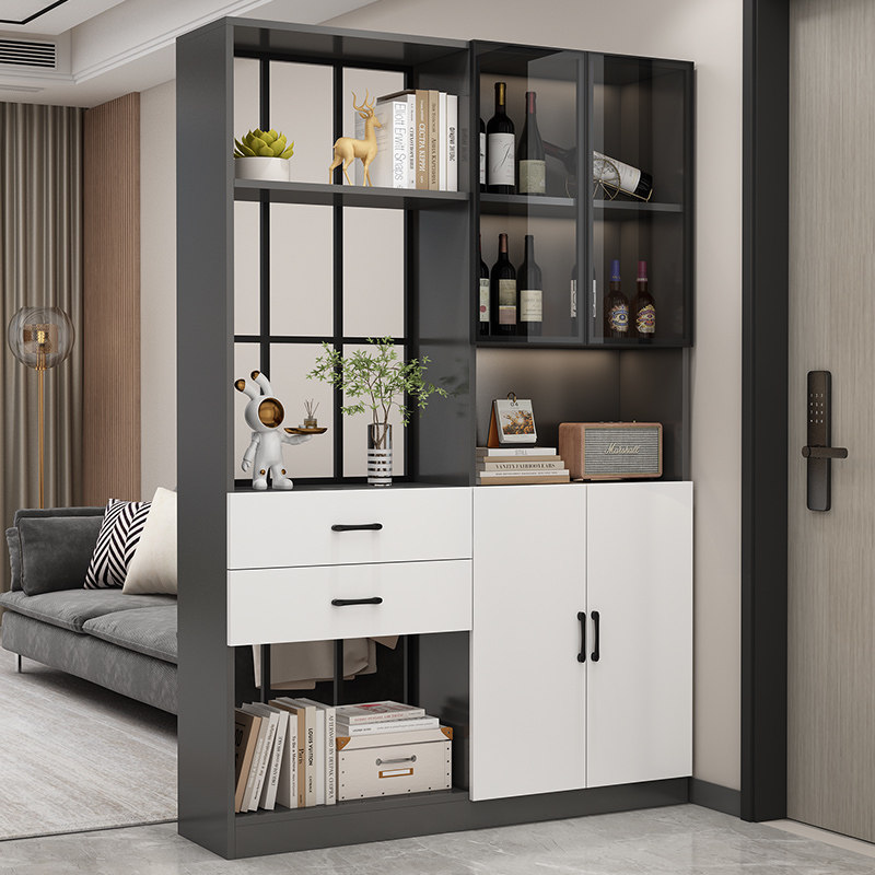 实木入户玄关柜轻奢屏风柜简约现代小户型储物酒柜新款客厅隔断柜