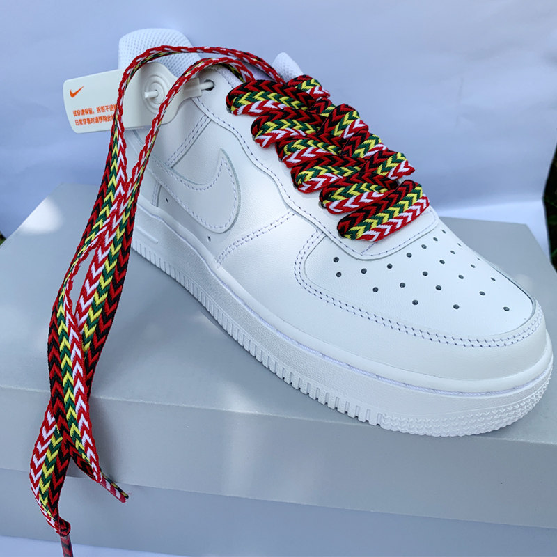 适用nike空军一号鞋带aj鞋带彩色低帮粉色ajaf1黑色女ins潮宽鞋绳