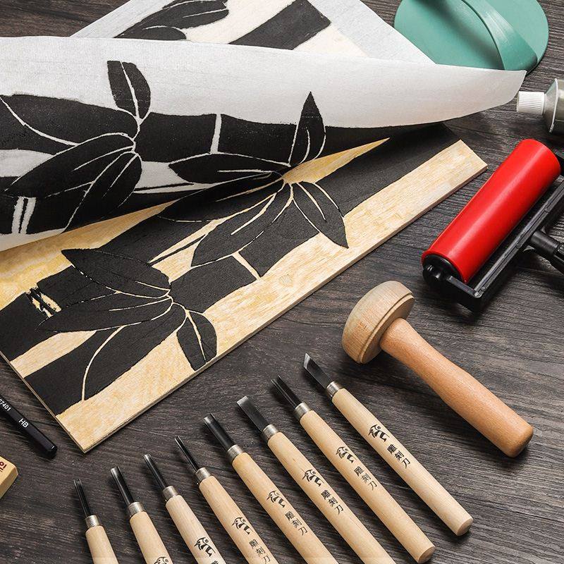 版画工具套装全套木板油墨颜料黑色刻刀胶板油画颜料