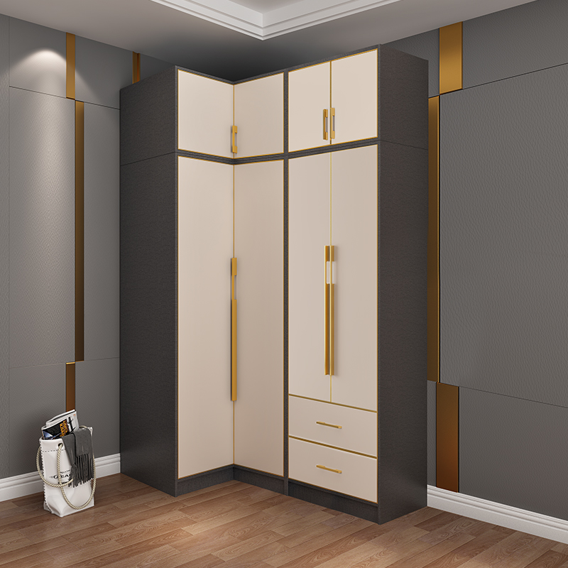 轻奢l型组合装转角衣柜现代简约收纳柜子家用卧室90度拐角大衣橱